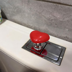 bouton poussoir, presse de toilette en forme de cœur