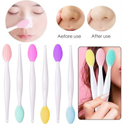 Lot de 2 Brosses Nettoyantes Visage en silicone, Brosses gommage nez, brosses de lèvre exfoliant