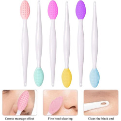 Lot de 2 Brosses Nettoyantes Visage en silicone, Brosses gommage nez, brosses de lèvre exfoliant