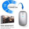 Souris d'ordinateur sans fil 2,4 GHz rechargeable et silencieuse