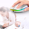 Souris d'ordinateur sans fil 2,4 GHz rechargeable et silencieuse