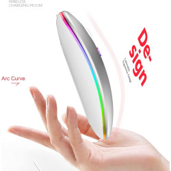 Souris d'ordinateur sans fil 2,4 GHz rechargeable et silencieuse