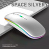 Souris d'ordinateur sans fil 2,4 GHz rechargeable et silencieuse