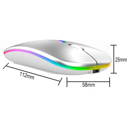 Souris d'ordinateur sans fil 2,4 GHz rechargeable et silencieuse