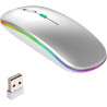 Souris d'ordinateur sans fil 2,4 GHz rechargeable et silencieuse